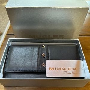 NIB THIERRY MUGLER CONTINENTAL BLACK CHECKBOOK WALLET WITH TAGS